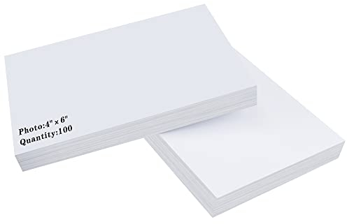 CANLENPK Glänzendes Fotopapier, Packung mit 100 Blatt Inkjet-, Laser-Fotopapier, hochwertiges hochglänzendes weißes, Fotodruckerpapier (10,2 x 15,2cm/4 x 6 Zoll)