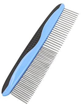 yoka Metall Langzahn Katzenkamm mit Edelstahl Abgerundeten Zähnen Gummigriff für große, mittlere, kleine Hunde und Katzen, entfernt lose Unterwolle, Knoten, Matten und verhedderte Haare