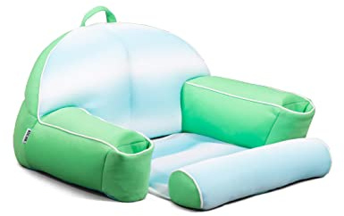 Big Joe Lazy Lounger No Inflation Needed Pool Float with Headrest and Footrest, Rolling Wave Aqua Double Sided Mesh, Quick Draining Fabric, 3.5 feet Lounger