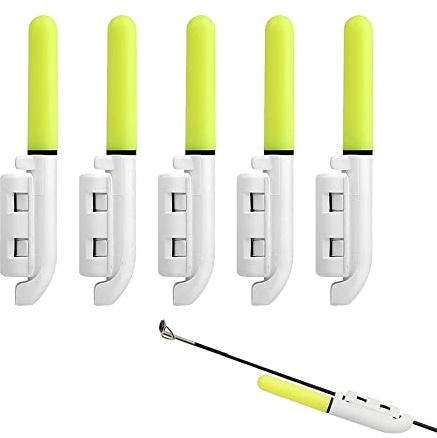 BaoT8YLu Lot de 5 cloches d'alerte de pêche, lampe à incandescence LED, bâtons lumineux étanches avec boucle, alarme de morsure de pêche de nuit pour canne à pêche en mer verte(vert)