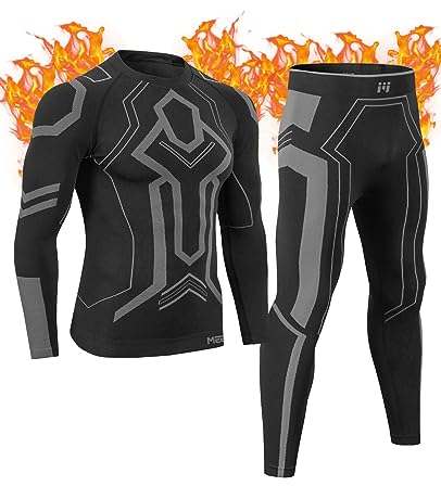 MEETWEE Herren Thermounterwäsche Set Herren Funktionswäsche Atmungsaktiv Skiunterwäsche Männer, Thermo Unterwäsche Thermounterhemd Thermounterhose Warme Winter