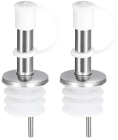QUARKZMAN Acciaio Inossidabile Bottiglia Versatori, 2pz Oliva Olio Beccuccio con Gomma Polvere Tappi, Vino Versatori Liquore Versa Beccucci per Vino Liquore Caffè Aceto Bottiglie (Bianco)