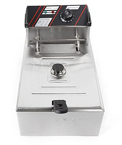 Friteuse électrique en acier inoxydable Friteuse Fryer Jeune poulet rôti zones froides 5.5 Litri con Ciotola d'Olio Removibile controllo della temperatura, lavabile in lavastoviglie