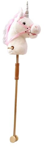 Reitstock aus Plüsch, Holzstange, lustig, stabil, mit realistischen Soundeffekten, Steckenpferd für Kinder, Jungen und Mädchen, Geschenk, Pferd Abnehmbar