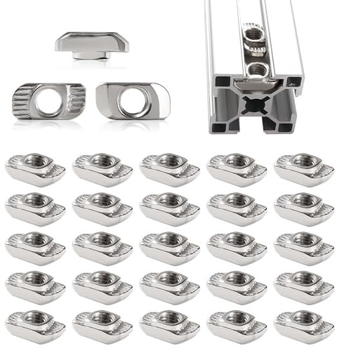 Lyeteung 25 piezas 30 serie M6 tuercas en T, tuerca de cabeza de martillo, medio redondo rollo T-nut, para 3030 3060 6060 perfil de extrusión de aluminio