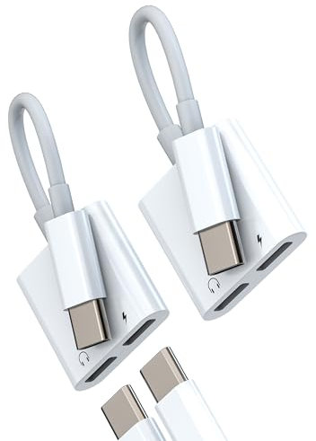 Adattatore usb c cuffie(2 pack)doppio Tipo C jack auricolari e ricarica presa per Apple iPhone 16 15 compatibile per Samsung S24 DAC audio aux cavo Type-c headphone caricatore accessori caricabatteria
