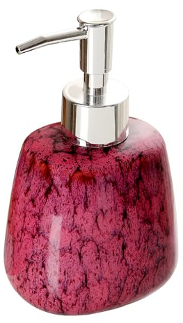 Dowbom Dispenser di sapone in ceramica, dispenser per schiuma a mano, dispenser di sapone in schiuma con pompa, per cucina e barthroom (rosso)