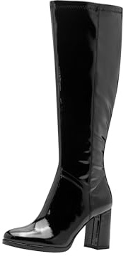 Tamaris Femme Damen Long Boot Heel 1-25553-45 Botte Haute Jusqu'au Genou, Imprimé Noir, 39 EU