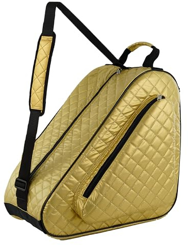 HEXIFUL Skate Bag to Carry Ice Skates, Inline Skates, Roller Skates and Quad Skates for Both Kids and Adults (Gold/Black 022)