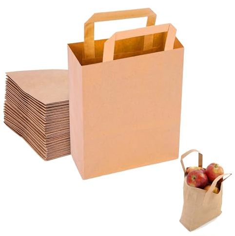 Bolsas de Basura Orgánicas, Bolsas de Basura Biológicas de Papel Marrón, 50 Bolsa de Papel Compostable para Cubos de Basura, Resistentes a la Humedad y al Desgarro para Residuos Compostables