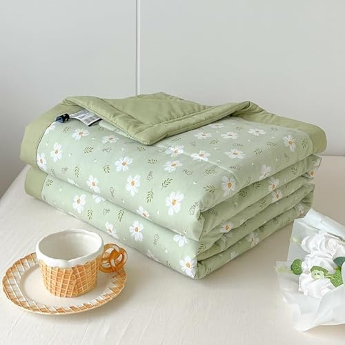 Hiseng Quilted Bedspreads Single Double King Size, 2026 3D Flowers Soft Coverless Duvet, Lightweight Bed Throws, Reversible Summer Quilted for Sofa Bed (Sage Green,150x200cm)