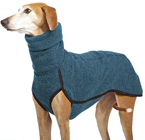 Imily Bela Maglione per cani in pile a collo alto, caldo gilet per cani, abbigliamento invernale per cani di piccola taglia, blu mare, XS