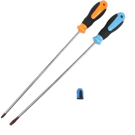 Yuanpgky Juego de destornilladores extralargos con puntas magnéticas, destornilladores profesionales ranurados y cruzados de 400 mm para zonas de difícil acceso en aplicaciones domésticas y talleres