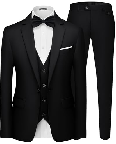QUELDRA Costume Homme 3 Pièces Slim Fit Revers Cranté Un Bouton Mariage Smoking Formel Business Couleur Unie Confort Elégant Veste, Gilet et Pantalon de Costume