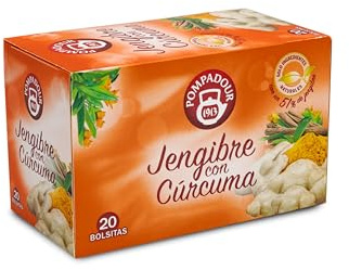 Pompadour Infusión Jengibre con Cúrcuma, 20 Bolsitas
