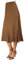 EXCHIC Damen Elegant Knöchellang Rüschen Saum Elastische Taille Wildleder Midi Rock, Braun, Groß