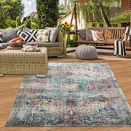 Teppich-Traum Orientalisk matta för vardagsrum inomhus och terrass utomhus, i vintage-stil, färgglad, storlek 200 x 290 cm