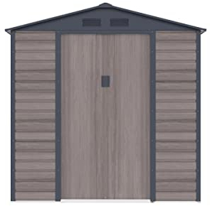 Vente-unique - Abri de Jardin métal en Acier galvanisé Effet Bois Gris 4,15 m² - ADELMO