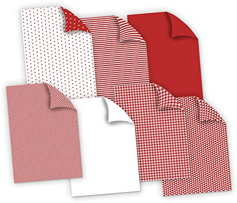 itenga Fotokarton I Bastelkarton I Motivblock I Musterkarton Rot Rottöne I 21 Blatt I DIN A4 I beidseitig bedruckt I verschiedene Musterkartons zum Basteln