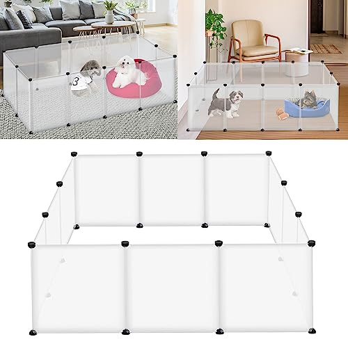 LZQ Freilaufgehege Kaninchen Freigehege Meerschweinchen Gehege Kleintiergehege Kaninchen Freilaufgehege,Eisenzaun Erweiterbar 145x75x48 cm Weiß (Ohne Tür)