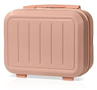 Balakaka Makeup Case with ABS Hard Shell, 30x17x23cm Travel Cosmetic Organiser Bag, Water-Resistant Vanity Case with Elastic Straps, Mini Carry On Suitcase for Women Toiletries, Pink
