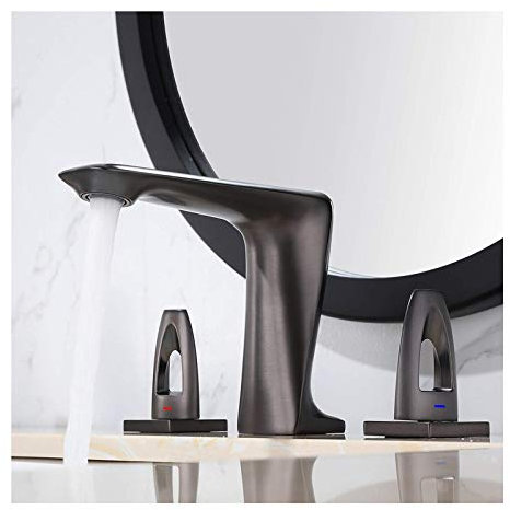 RajoNN Grifo Mezclador para Lavabo Fregadero de baño Generalizado de Tres Orificios Mezclador frío y Caliente Lavabo Fregadero de Lavabo con Doble manija Tocador de latón