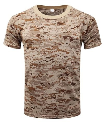 Camiseta de Camuflaje para Hombre, Manga Corta, Cuello Redondo, Secado Rápido, Transpirable, Ideal para Entrenamiento, Gimnasio, Exterior y Correr