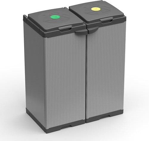 Adventa: Mobile Portasacco Bis per Raccolta differenziata in Plastica, Facile da Montare, Modular System, adatto a Sacchi da 80-110 L, Resistente, Ambienti Interni ed Esterni, 68L x 38P x 87H cm