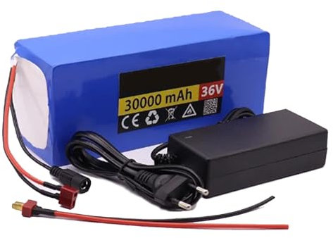 GNIUBBDB 36 V 30 Ah 10S4P E-Bike Lithium-Ionen-Akkupack mit Ladegerät Eingebauter BMS-Schutz Ideal für 200-1000 W Elektrofahrradmotor XT60 Plug