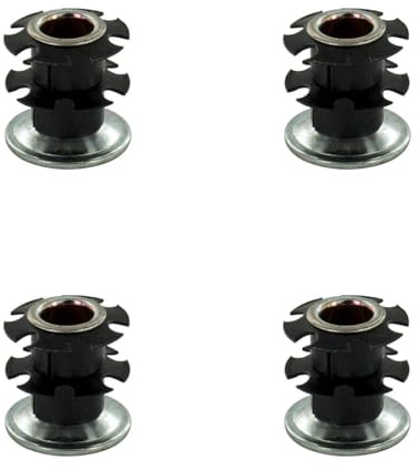 Outwater Industries Double Star Threaded Caster Insert | Heat Treated Steel | Fits 1 Inch Round 16-18 Gauge Tube | THREAD: 3/8-16 | 4 PACK