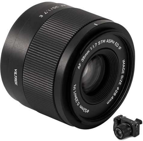 VILTROX 35mm F1.7 E Mount APS-C Objetivo,AF 35mm f/1.7 E Lente de Distancia Focal Fija con Gran Apertura para Sony FX3 A7C A7RII A7SII A7II A7RIII A7IV A7RIV A9 A1 ZVE1 A93 A6700 A6600 A6500 A6400