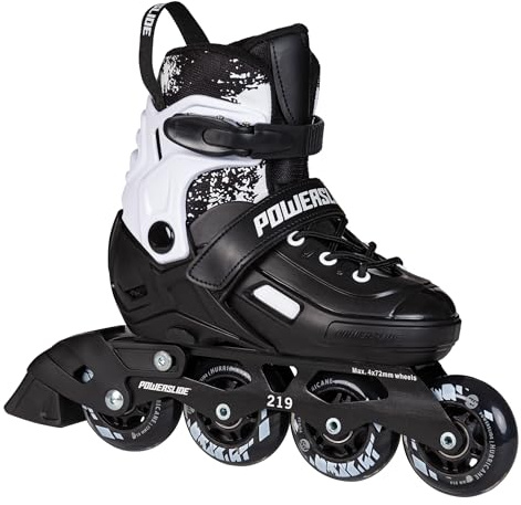 Powerslide Khaan Junior SQD Black Inline Skates - Adjustable Inline Skates for Girls and Boys - Skates Black/White (31-34)