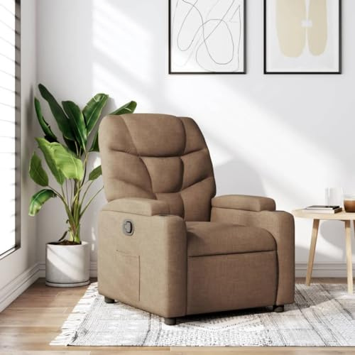 Emmtore Sillón Reclinable, Silla con Respaldo Reposabrazos, Sillón de Televisión Relax Descanso, Asiento para Salón Hogar, Tela Color Marrón