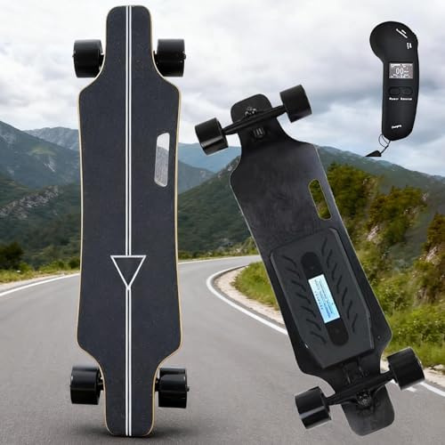 Giuggiolared Skate Electrique Tout-Terrain, Skateboard électrique avec Télécommande, 30° d'inclinaison, Vitesse Max 35 km/h, conçu pour Les déplacements Quotidiens et Loisirs Familiaux A-16km