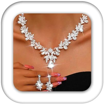 Reaky Ensemble de bijoux de mariée collier en strass, bijoux de mariage, colliers pour femmes