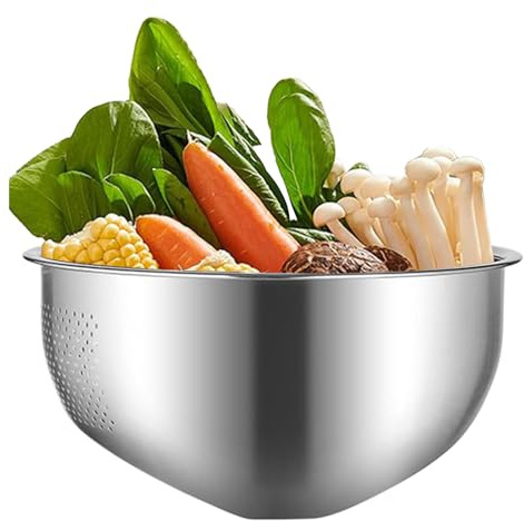 Colador de arroz – de filtración rápida Colador de acero inoxidable, solución de limpieza Tazón de lavado de arroz | para escurrir verduras, enjuague la pasta, preparación de