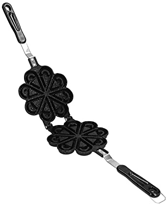 Gofrera Sartén antiadherente con 2 asas de acero inoxidable Forma de panqueque en forma de corazón para cocina casera Desayuno Acero inoxidable Hierro Plástico Negro 21.6 oz