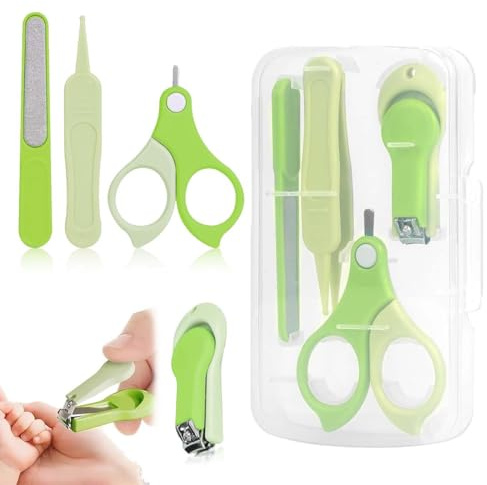 Androxeda Kit De Uñas De Bebé, 4 En 1 Juego De Cuidado De Uñas Para Bebés Con Caja De Almacenamiento, Kit De Manicura Para Bebés, Con Ttijeras, Cortaúñas, Barra Para Pulir Uñas Y Pinzas