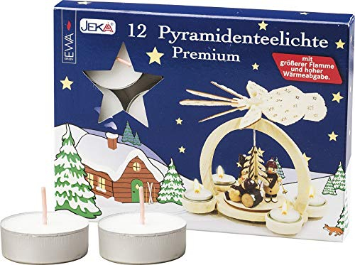 Ebersbacher Kerzenfabrik JEKA 12 Premium Pyramiden Teelichter in weiß