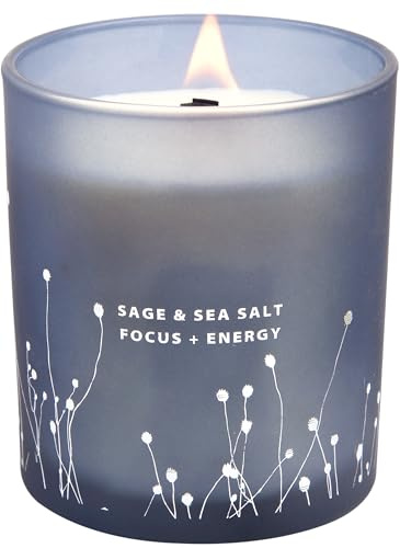 Sage & Sea Salt Wood Wick Soy Scented Aromatherapy Candle for Home, Office