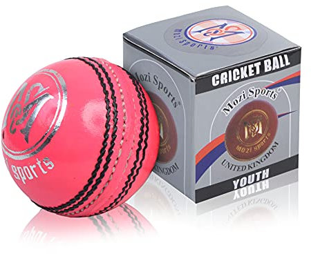 Mozi Sports® Cricketball für Jugendliche, Leder, 135 g, Rosa