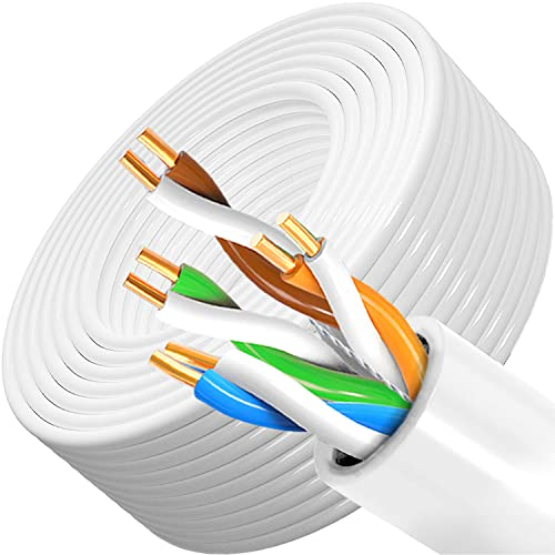 Soibke Cable Ethernet 30 Metros, Cat 6 Cable de Red Exterior Bobina Cable RJ45 30m Cable Internet Alta Velocidad Gigabit Cable LAN UTP 23AWG Impermeable Cable Conexion Blanco Cable de Instalacion