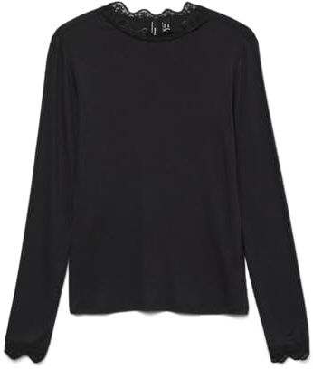 VERO MODA Maglia Manica Lunga Donna, Nero, L