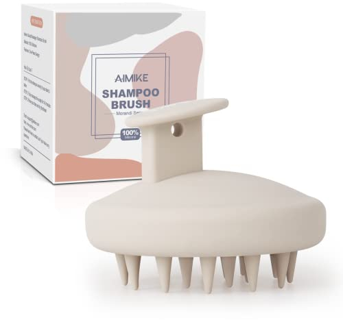 AIMIKE Silikon Kopfhaut Massagebürste Shampoo Bürste, Umweltfreundliche Kopfmassage Bürste für Peeling und Stimuliert das HaarWachstum, Kopfmassage Shampoo Haarbürste [Nass&Trocken],Haferflocken