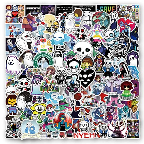 Canverlens 100 stycken Undertale klistermärken för vattenflaskor, skateboard, bagage, dator, samlaralbum, bilklistermärken söta laptop-klistermärken för barn, tonåringar och vuxna