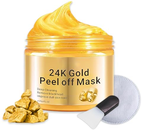 24K Gold Peel Off Maschera Viso, Idratante e Esfoliante e Illuminante Maschere Per il Viso, Maschera Viso Purificante Per la Rimozione dei Punti Neri, Per La Cura Della Pelle, 120ML