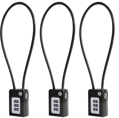 HOX 3-Digit Combination Gun Lock, 3-Pack Cable Locks for Pistols & Rifles