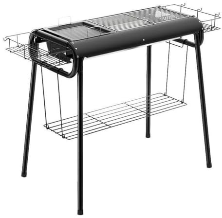Charcoal Grill, Stainless Steel Barbecue BBQ Grill, Garden Metal Barbecue Grill with Shelf, Side Table, Portable Grill for Outdoor Camping Hiking Picnics Travel Party 10-15 People