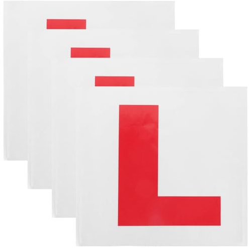 ZYBHMJE 4 Pcs L Plates for Car Motorcycle Window Self Cling L Plates L Plates Adhesive Stickers Non Magnetic for New Drivers Automotive Internship Newbies