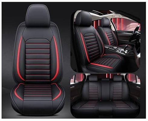 UPIKIT Full Set Auto Sitzbezüge für Dacia Logan MCV Estate(2010-),Wasserdichter Autositzbezug aus Leder, leicht zu reinigen, einfach anzubringen, roter Modestil
